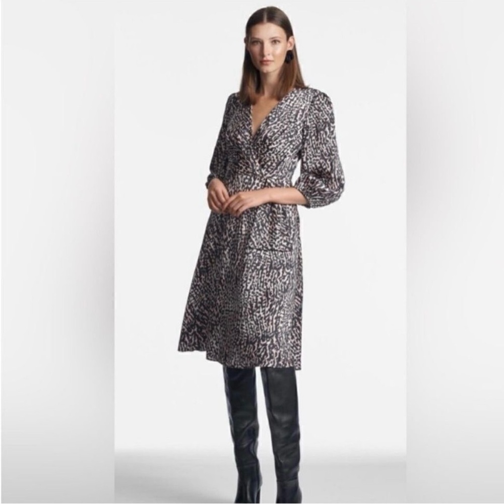 Sachin + Babi Black A-line Wrap Dress with Bishop Sleeves